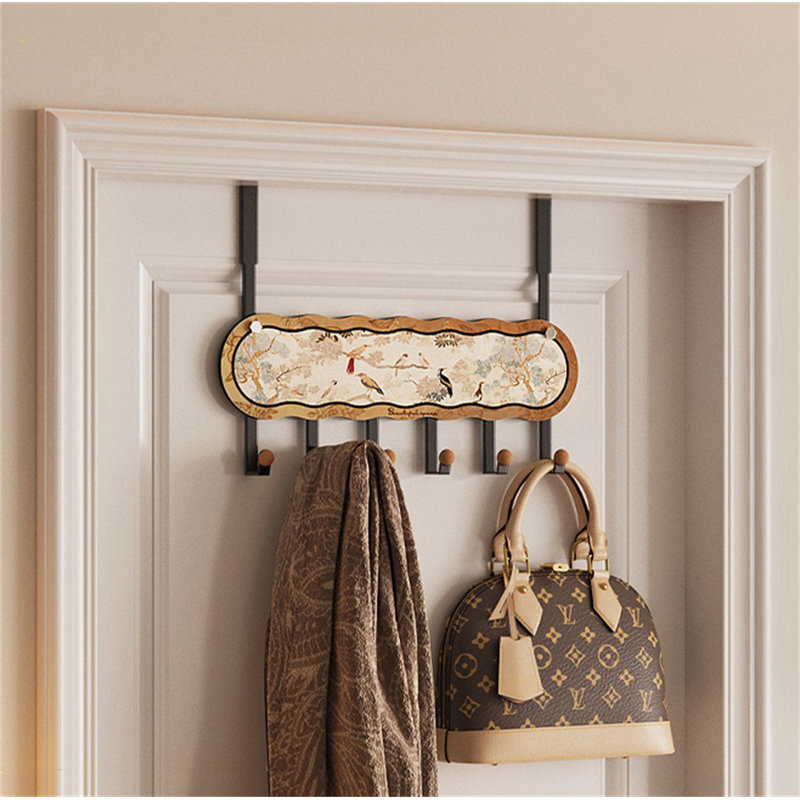 Iron Seamless Over-The-Door Hook Rack, 11" H x 15.74" W x 1.77" D