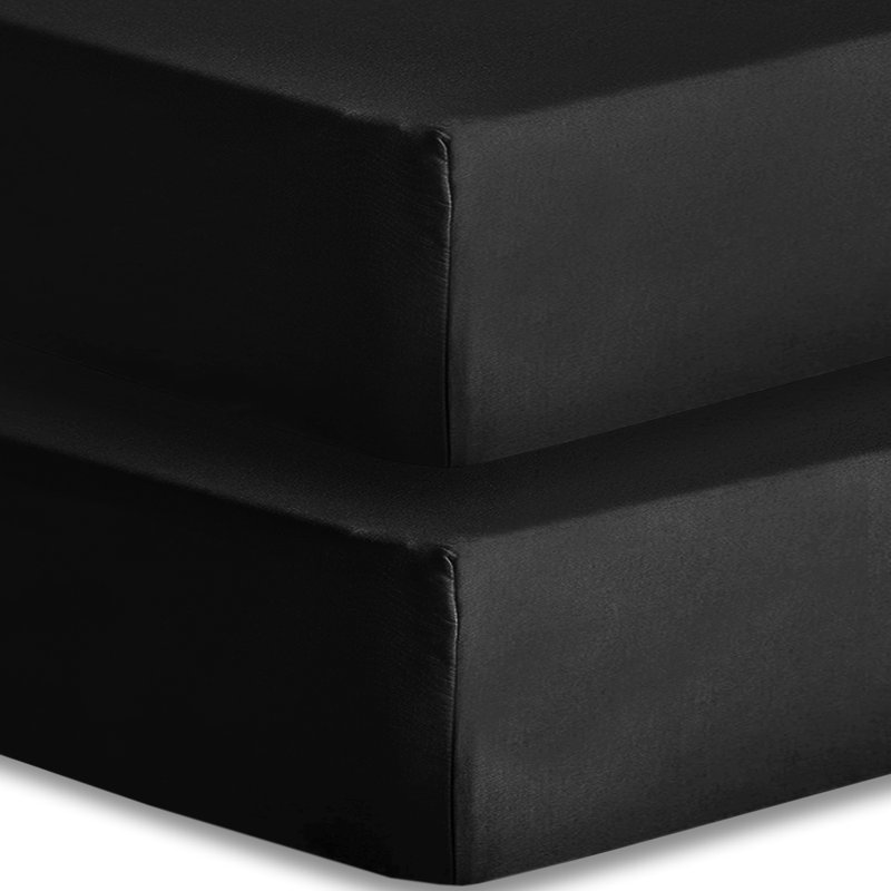 Drap-housse en microfibre Cuadrado, Drap-housse de taille simple, Noir