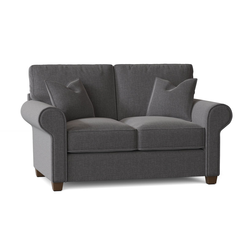 Causeuse à accoudoirs roulés Putney, Tissage uni ardoise coulée Sunbrella®