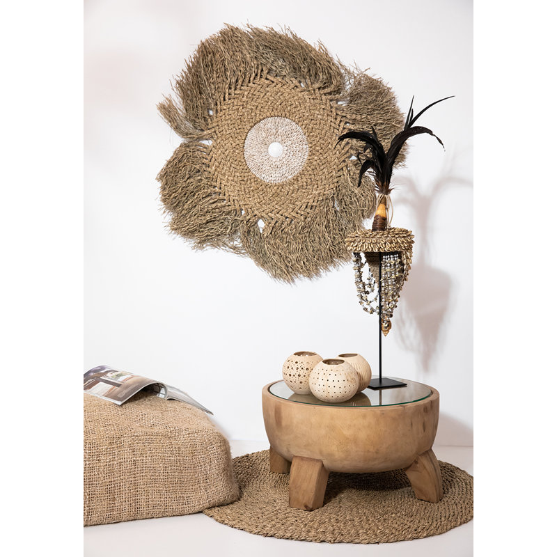 Round Solid Colour Hand Woven Area Rug, Round 90cm