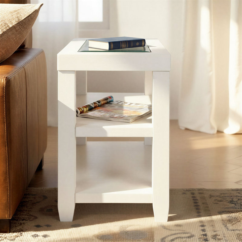 Jessim End Table with Storage, White