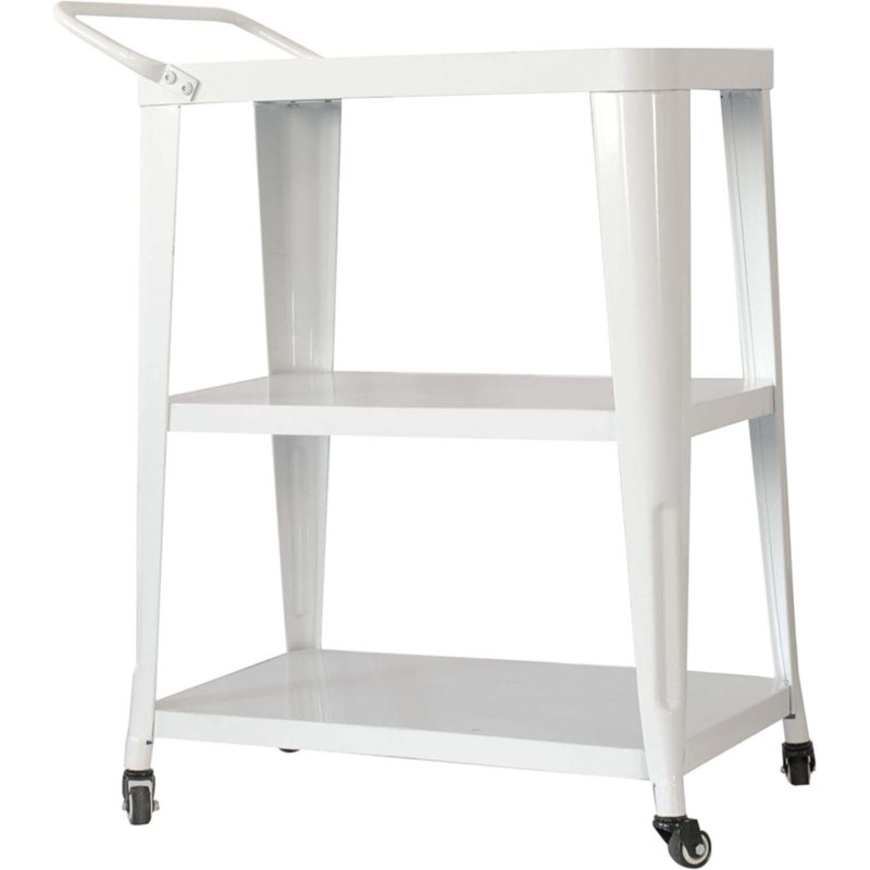 Industrial Dining Cart With Swivel Wheels, White