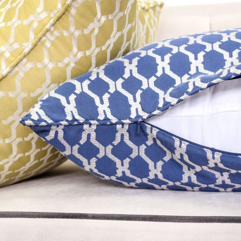 Amelise Geometric Outdoor Reversible Throw Pillow, Navy