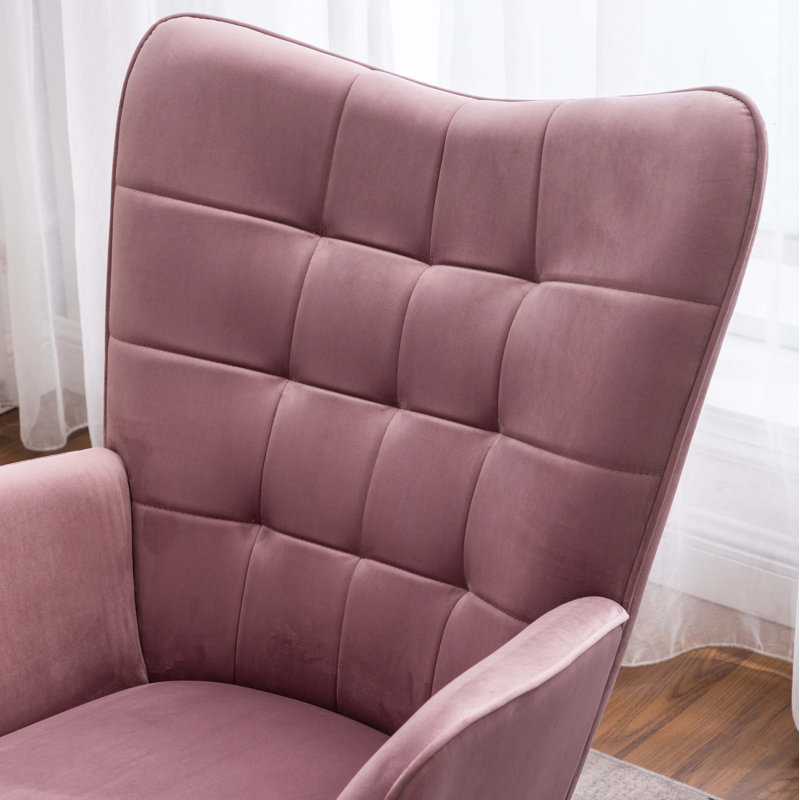Fauteuil d'appoint avec repose-pieds Rafael, Mauve
