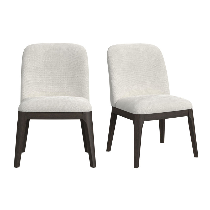  Chaise d'appoint de salle à manger Sutton avec tissu blanc brun foncé (2 par boîte)
