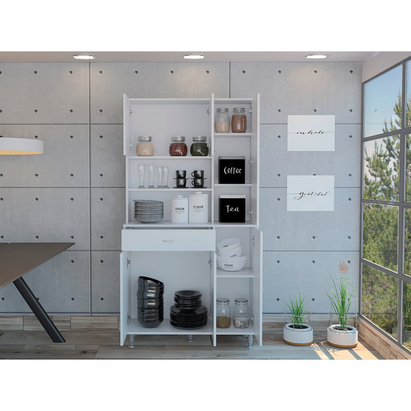 Tigard 1-Shelf 1-Drawer Pantry Cabinet White
