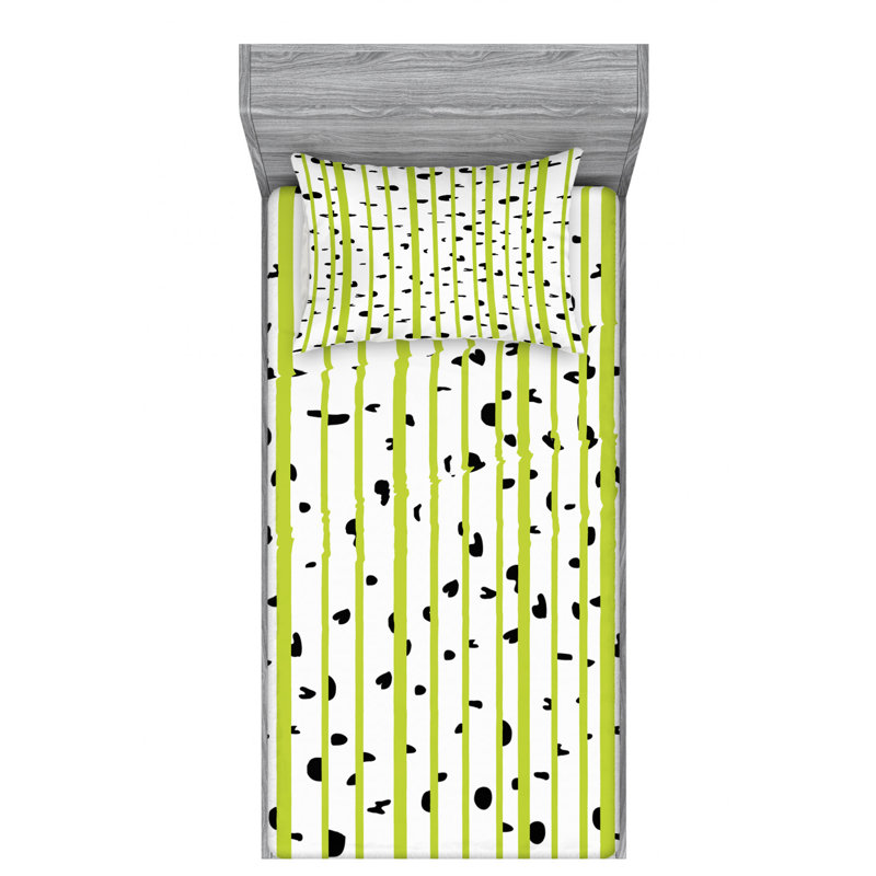 Microfiber Striped Fitted Sheet, Twin Fitted Sheet with 1 Pillowcase