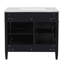 Meuble-lavabo noir avec espace de rangement spacieux - Glissières de tiroir modernes de 36 po avec rangement polyvalent-1294758806