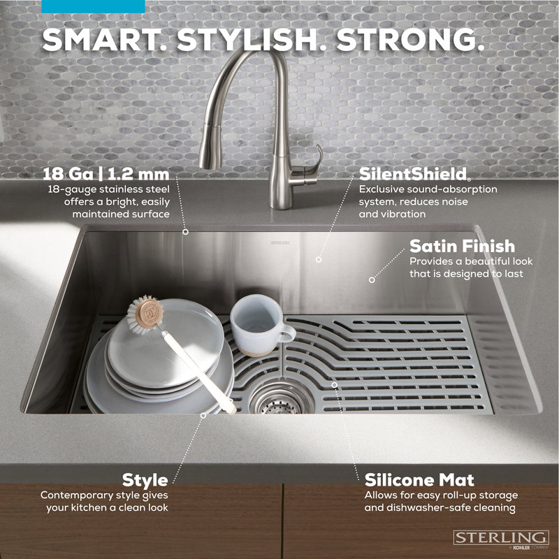 Ludington 32'' L Stainless Steel Undermount Double Basin Kitchen Sink