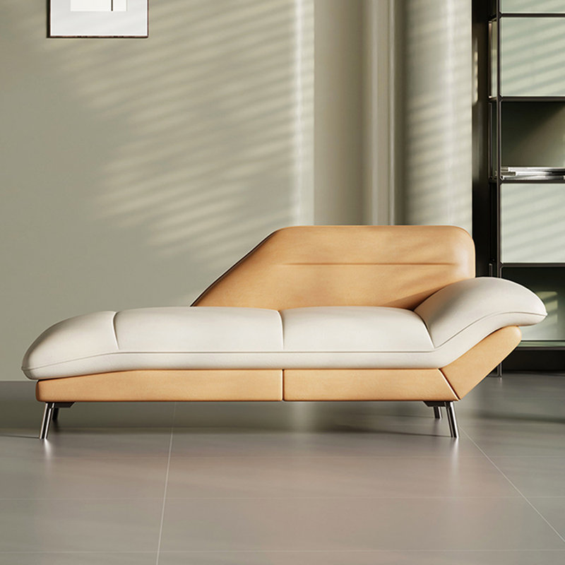 Méridiennes d'intérieur en cuir Living Room, Orienté à droite, Beige/Orange