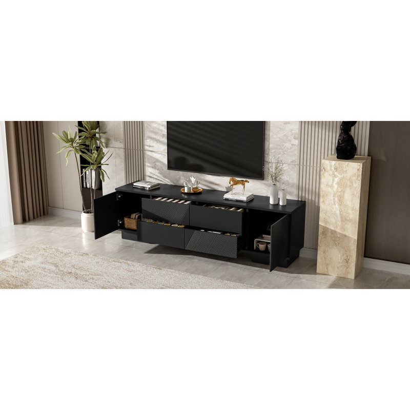 VIBE HAUS 70.8'' Modern TV Stand For Tvs Up To 75 Inches, Entertainment Center With Storage Cabinets, 4 Drawers And A Metal Center Leg, Minimalist Modern Media TV Console Table For Living Room