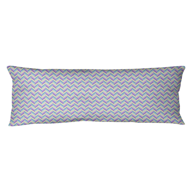 Coussin lombaire à chevrons Katelyn Elizabeth, Bourre en polyester, Vert / Orange, Molleton moelleux