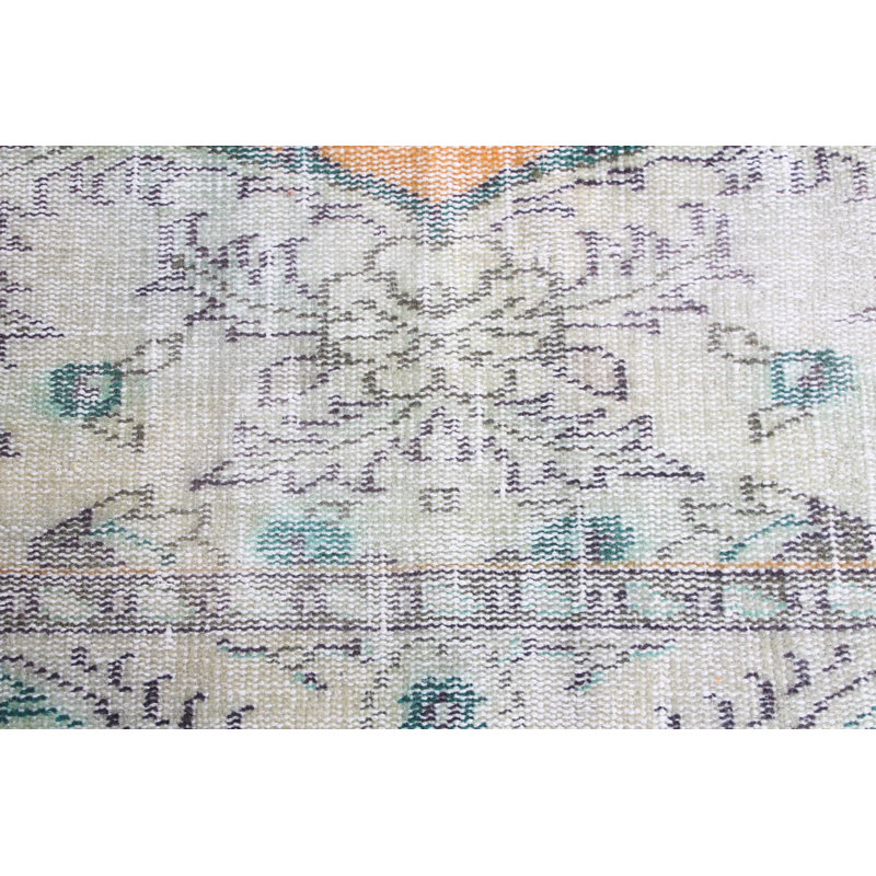 Tapis turc vintage vert Oushak: doux, lavable et convient aux petites portes ou aux salons