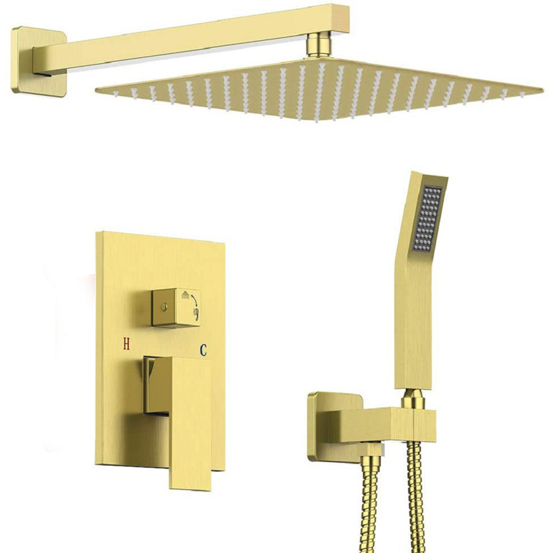 Brushed Gold Multi-Head Wall Mounted Rain Shower System