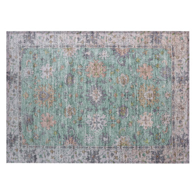 Machine Washable Indoor/Outdoor Xhevrie Mint Rug