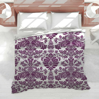 Édredon mauve à motif damassé mauve
