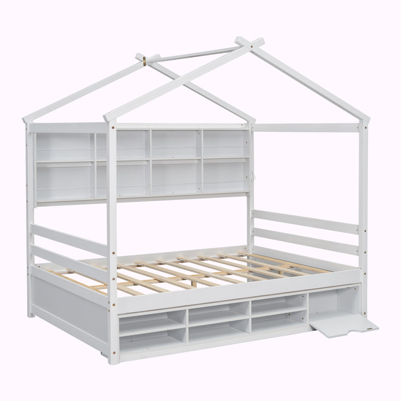 Addalina Canopy Bed, Full, White/Natural