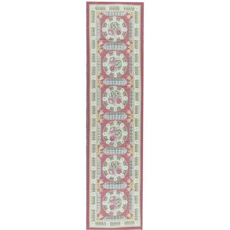 Hand-Knotted High-Quality Rose and Gold Runner