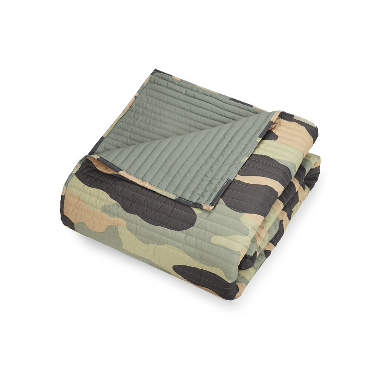 Full Gray Reversible Microfiber Camo Comforter Set