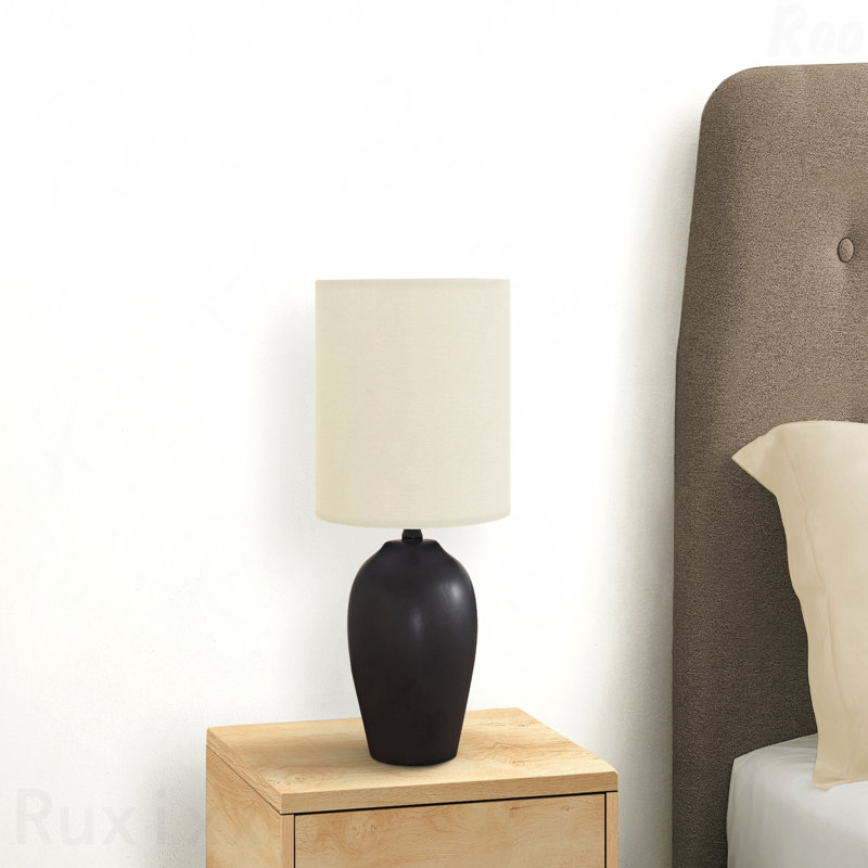 Table Lamp - 17"H, Black Ceramic Material