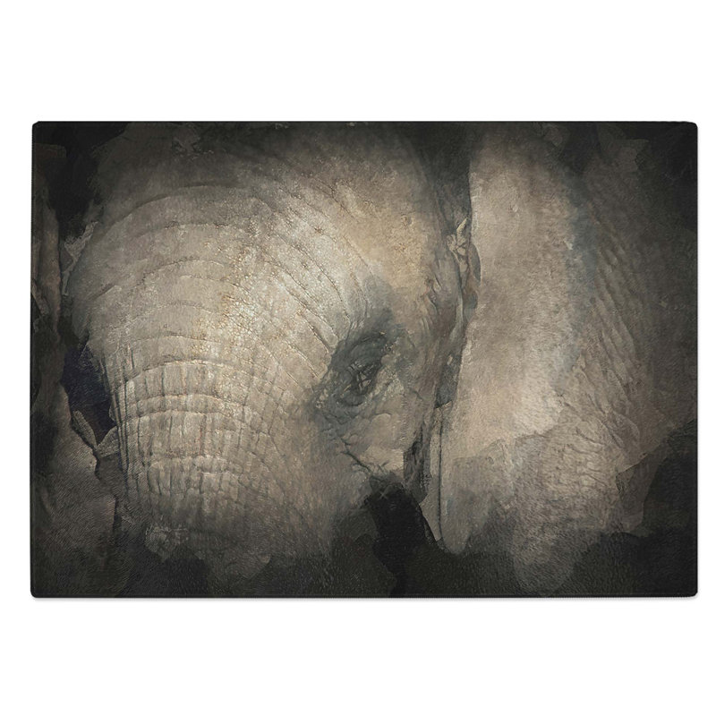 Glass Gentle Elephant in Abstract Chopping Board, 39 cm W x 28.5 cm L