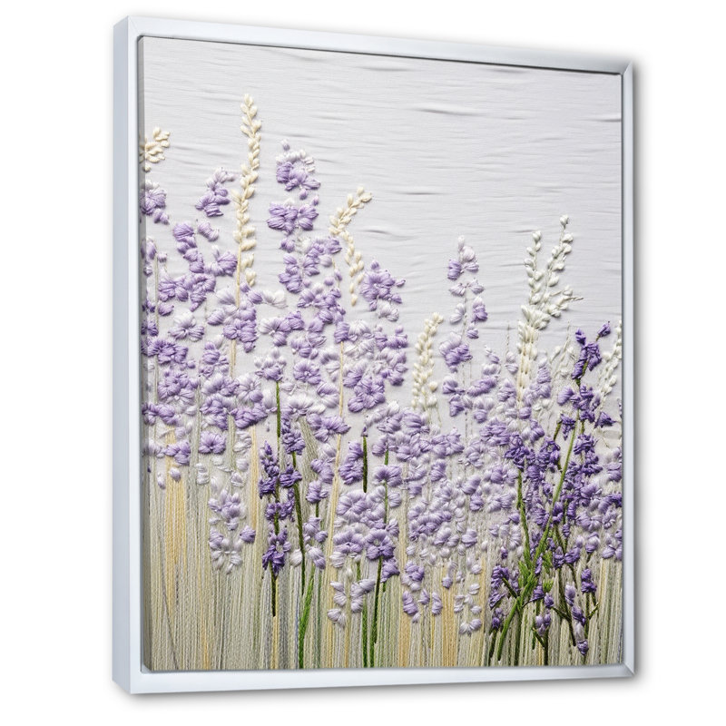 «Violets Minimalisme Dream I» sur toile, Cadre flottant blanc, H 44 po x l 34 po x P 1,5 po