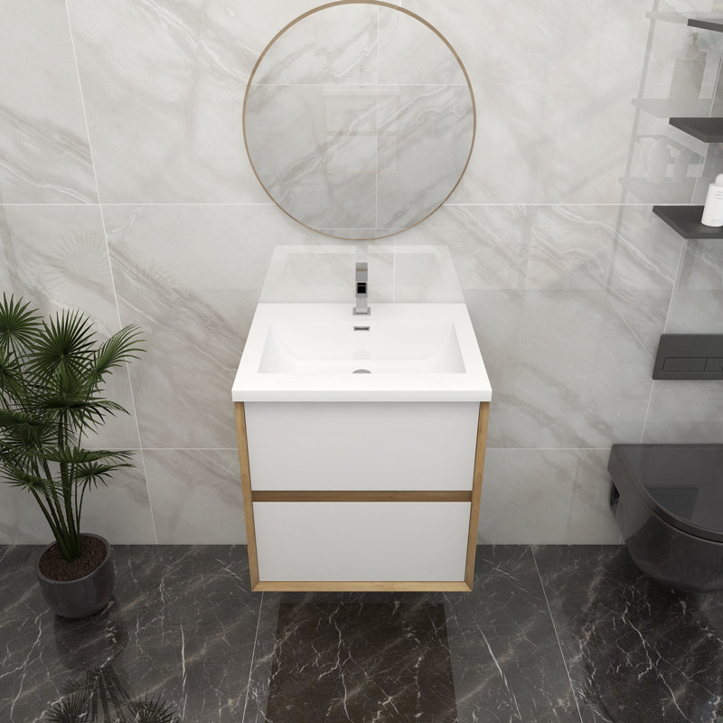 23.4'' Single Bathroom Vanity with Acrylic Top, Glossy White