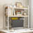 2-Tier Desktop Hutch Bookshelf - Metal Desk Shelf Bookcase With Grid Panel, Countertop Storage Organizer Rack For Dorm Or Office, White, 37.4" W