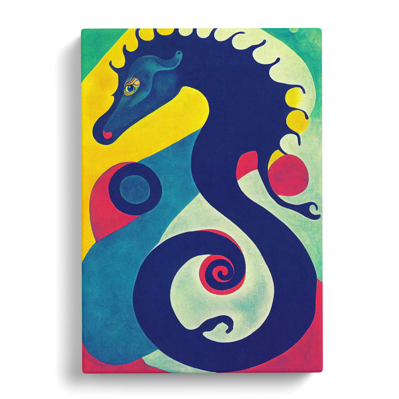 Artful Seahorse - Wall Art, 60cm H x 40cm W x 3cm D, Wrapped Canvas