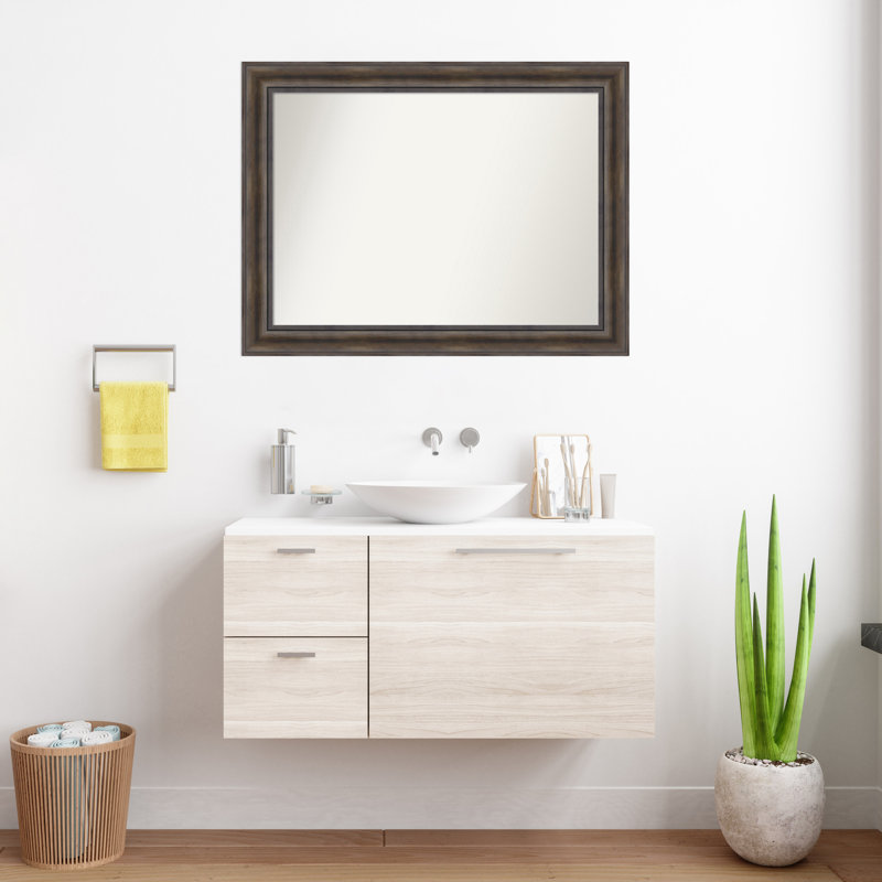 Miroir mural en bois massif Bostynn, Rectangle, H 28,5 po x l 37,5 po
