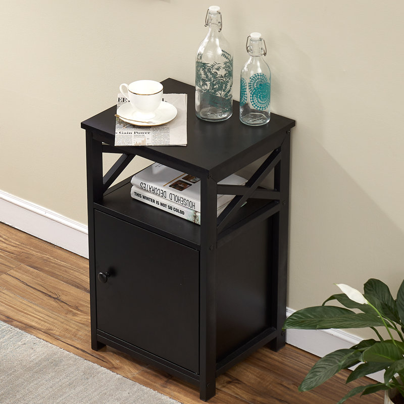 Blevens 16'' W Metal Nightstand, Black, Individual