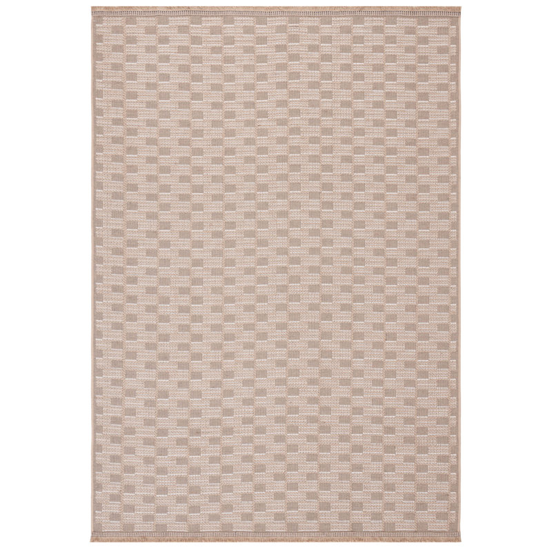 Eloi Rectangle Checkered Machine Woven Jute/Sisal/Cotton Area Rug in Natural/Ivory, Rectangle 4' x 6'