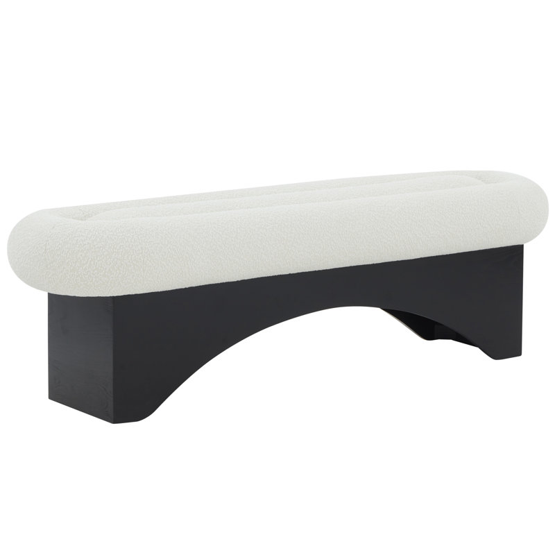 Jaramiah Boucle Upholstered Bench, Black