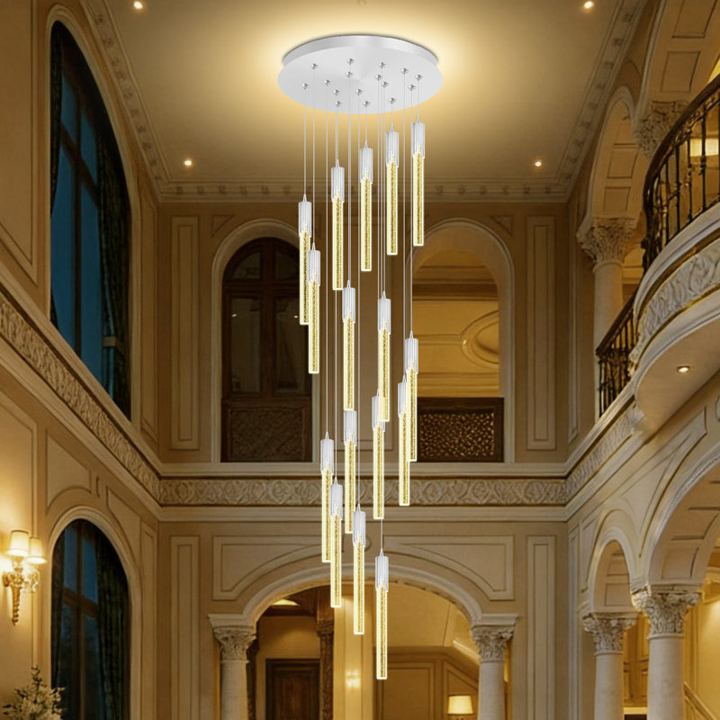 H132 po Lustre en cristal moderne à 16 lumières Sliver pour vestibule 2700k-6000k