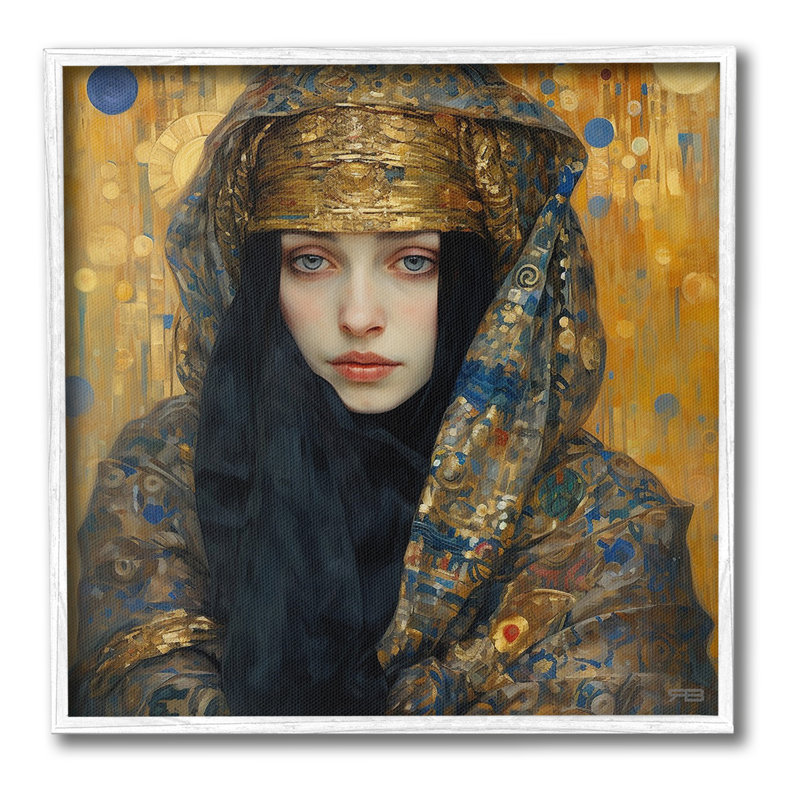 «Woman with Ornate Veil», estampe numérique par RB, Giclée encadrée noir minuit, H 12 po x l 12 po
