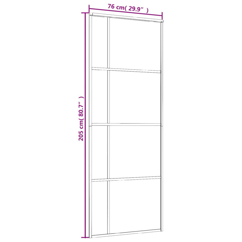 Jamarie Glass and Aluminium Barn Doors, 205cm H x 76cm W x 5cm D, Gold