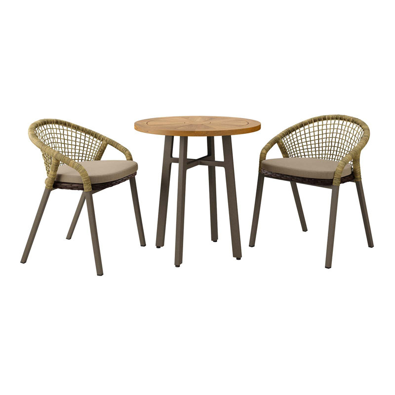 Ensemble repas d'extérieur 2 personnes L 27,5 po Modway Meadow, Taupe