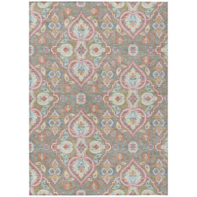 Machine Washable Indoor/Outdoor Husby ACN2207 Bohemian Rug