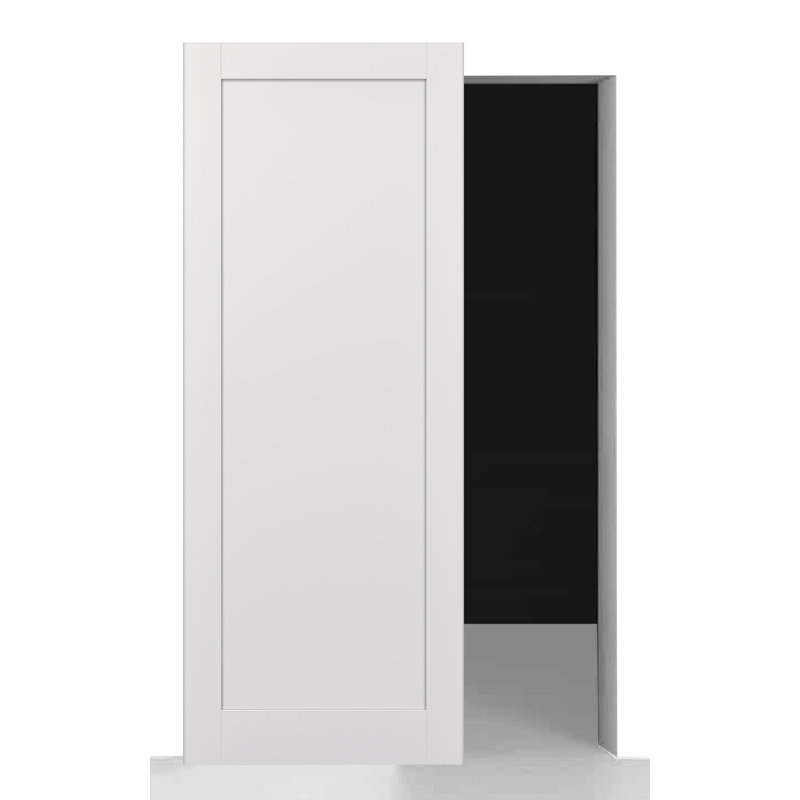 Shaker 1 Panel Manufactured Wood Solid Core Sliding Hidden Barn Door With Base Board with Installation Hardware Kit