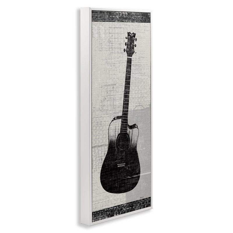 Giclée à motif de guitare acoustique par Katrina Craven, Estampe numérique encadrée blanc bord de mer, H 30 po x l 13 po
