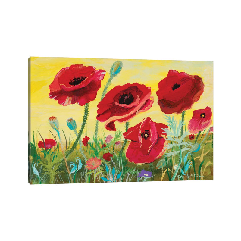 «Victory Red Poppies II» par Robin Maria, reproduction d'art sur toile tendue, H 8 po x l 12 po x P 0,75 po