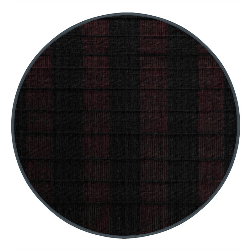 Machine Washable Checkered Black Area Rug, Round 7'
