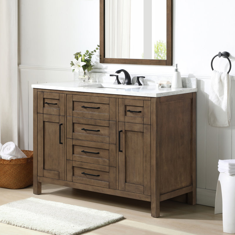 Toviah 48.03'' Single Bathroom Vanity with Engineered Marble Top