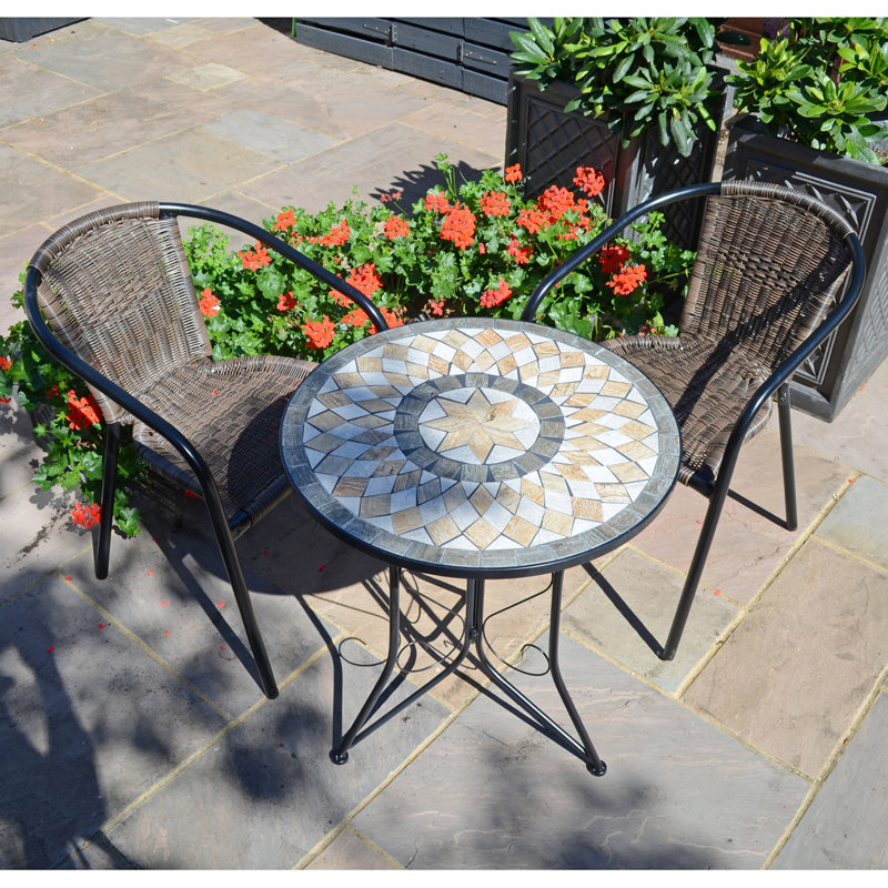 BRAVA BISTRO 60cm Mosaic Table with San Remo Chair Garden Set