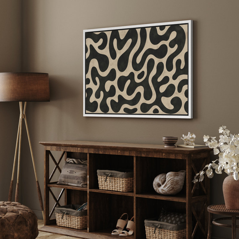 Reproduction d'art sur toile encadrée - art abstrait neutre, décor moderne pour le salon, H 16 po x l 24 po, Toile tendue