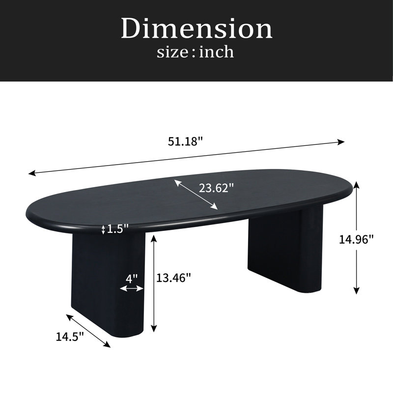 51'' Tapered Tabletop Coffee Table, Black