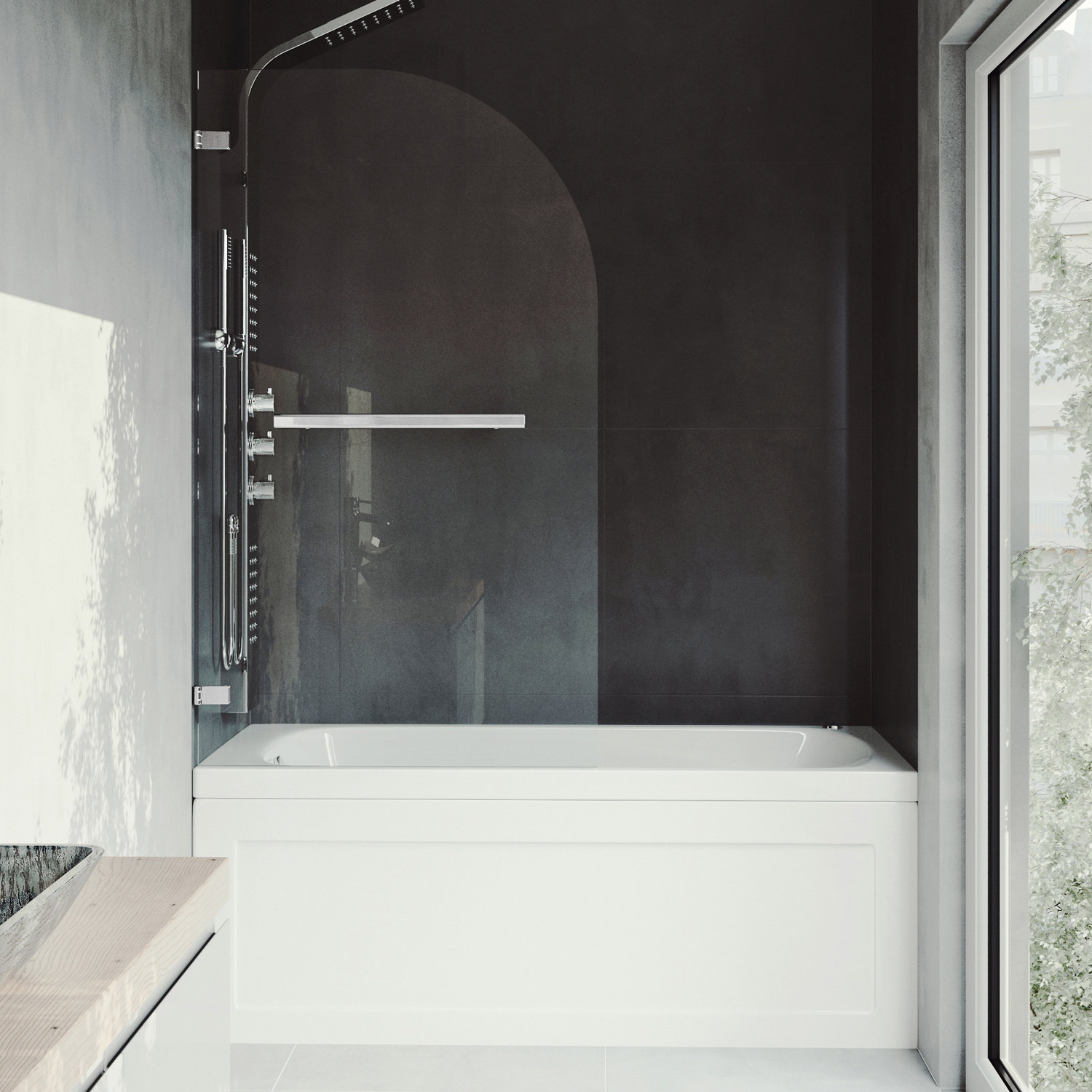 Orion Frameless Hinged Tub Door, Chrome