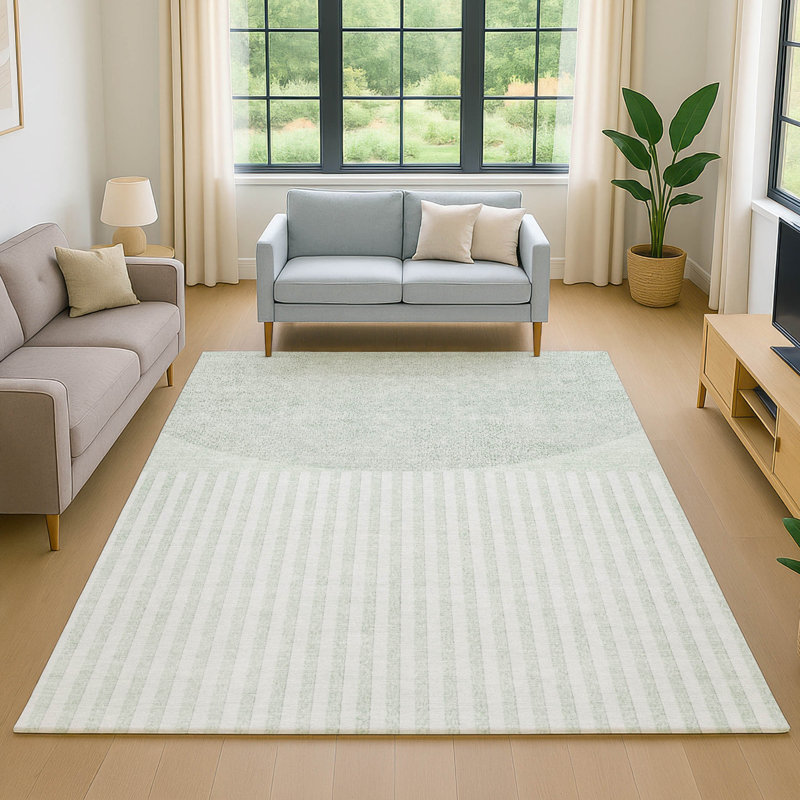 Premium Machine Washable Mayfield AMF2134 Geometric Rug, Green, 9' x 12'