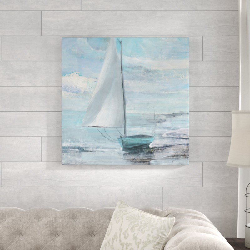 Silver Sail by Albena Hristova - Painting, Wrapped Canvas, 76cm H x 76cm W