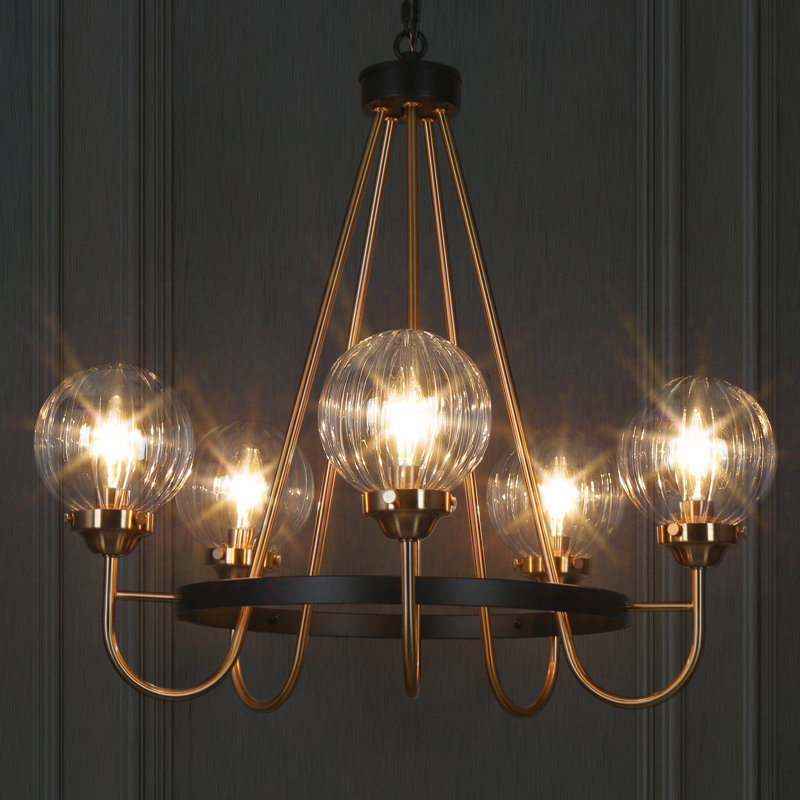 Yedidal 5-Light Dimmable Shaded Wagon Wheel Chandelier